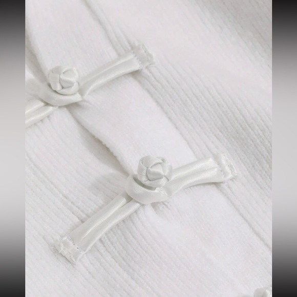 white button sweater chunky knit thick cardigan - Picture 7 of 9